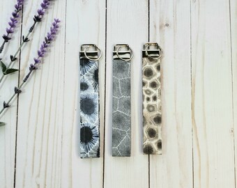 Llavero de tela Petosky Stone / Llavero / Pulsera / Regalo para ella / Soporte para llaves / Cordón para llaves / Llavero de muñeca / Michigan / Azul / Beige / Gris