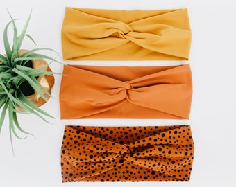 Diadema retorcida / Diadema turbante / Diadema anudada / Diademas para mujer / Regalo para mujer / Naranja / Amarillo / Lunares / Diadema de enfermera
