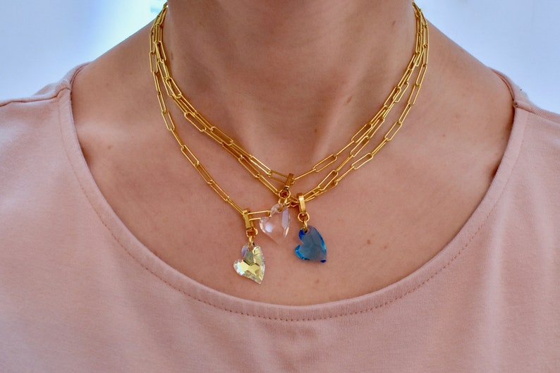 Small Gold Plated Sterling Silver Little Cupid Crystal Drop Necklace