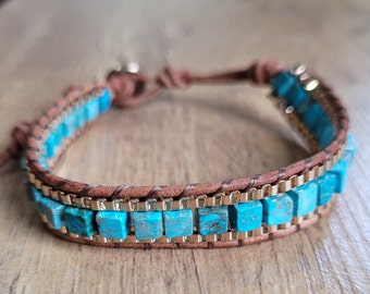 Turquoise Stone  bracelet. Stunning Yoga or meditation bracelet. Bohemian Style Bracelet.