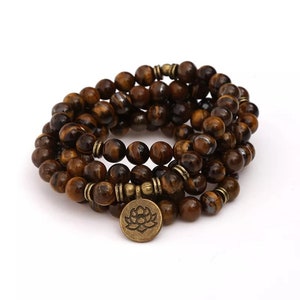 108 Mala Tiger Eye Stone Meditation Necklace. Beautiful  Tiger Stones.  Japa Mala. Prayer beads.