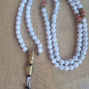 108 Beads Natural Howlite Jasper Stone Mala Bracelet
