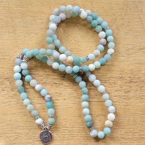 108 Mala Beads Necklace. Frosted Amazonite Beads. Stunning Meditation ...