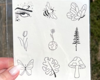 Nature Themed Minimalist Temporary Tattoos