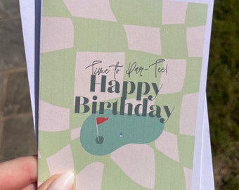 Tarjeta de cumpleaños de golf "Es hora de par-tee"