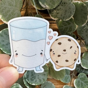Kawaii Sticker Milchglas und Keks cute Laptop Aufkleber