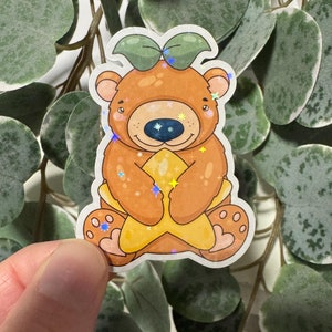 Kawaii Sticker Bär mit Stern cute Laptop Aufkleber