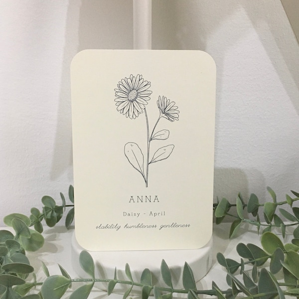 Personalisierbare Karte minimalistisch Geburtsblume April Liebe Karte Geburtstag für dich Geschenkidee beste Freundin