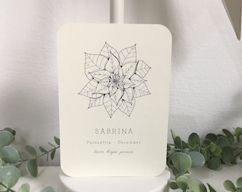 Carte personnalisable minimaliste naissance fleur décembre carte amour anniversaire pour vous idée cadeau meilleure amie