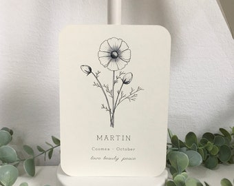 Carte personnalisable minimaliste naissance fleur octobre carte amour anniversaire pour vous idée cadeau meilleure amie