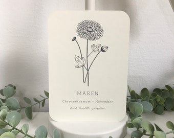 Personalisierbare Karte minimalistisch Geburtsblume November Liebe Karte Geburtstag für dich Geschenkidee beste Freundin