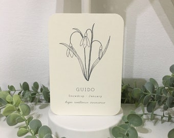 Biglietto personalizzabile con fiore di nascita minimalista, biglietto d'amore di gennaio, compleanno per la tua migliore amica, idea regalo