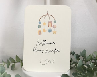 Minimalist birth announcement card, congratulations, baby shower, pregnancy postcard, birth announcement card