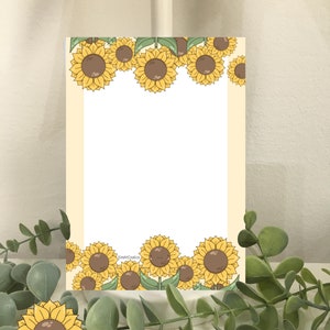 Notizblock Sonnenblume Memopad Notizen kawaii