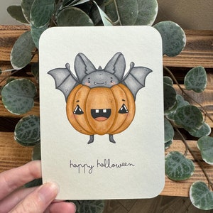 Karta prezent na Halloween kawaii nietoperz