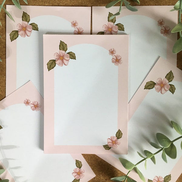 Notizblock rosa Blume Memopad Notizen kawaii