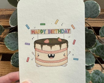 Card birthday cake minimalist thank you card gift best friend gift idea
