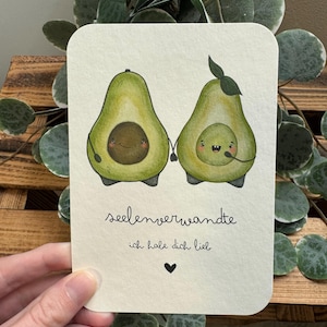 Carte cadeau avocat âme sœur minimaliste carte de remerciement cadeau meilleure amie idée cadeau