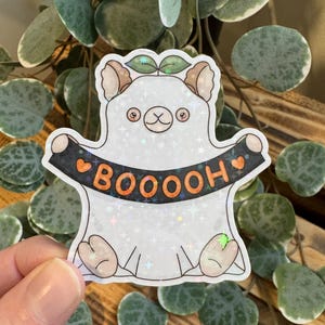 Halloween Kawaii Alpaka Geist cute Laptop Aufkleber