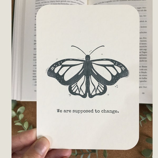 Postkarte Schmetterling Affirmation Natur Grußkarte Kunstdruck Geschenk Papeterie Achtsamkeit