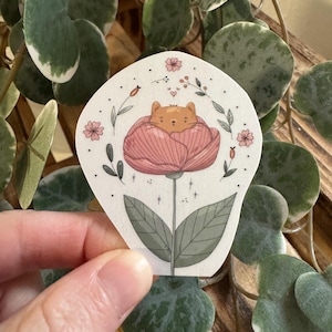 Kawaii Sticker Katze in Blume cute Laptop Aufkleber