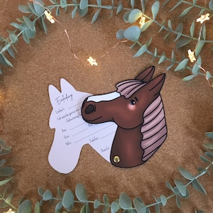 Einladungskarte Pferd Kindergeburtstag Pony personalisierbar individuell Canva Einladung Familie Geburtstag