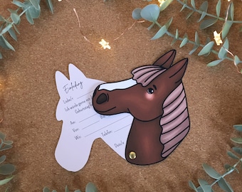 Einladungskarte Pferd Kindergeburtstag Pony personalisierbar individuell Canva Einladung Familie Geburtstag