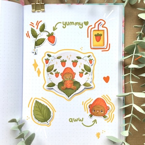 Sticker Set „Strawbear“ | Sticker, cottagecore, strawberry, kawaii