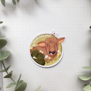 Sticker Cow „You’re doing great!“ | affirmation, kawaii, laptop sticker, bullet journal, manifestation, cottagecore
