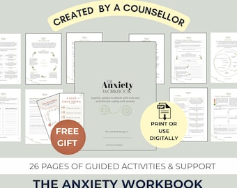 Anxiety Workbook for Overthinking, Stress, CBT Journal (Digital Download)