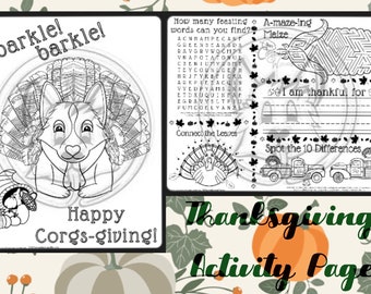 Thanksgiving Coloring and Activity Page