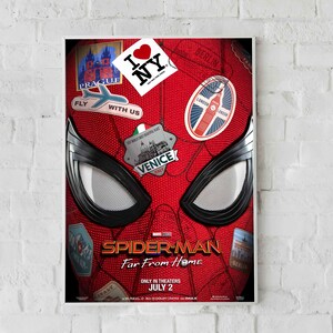 SPIDERMAN Inspired Poster, Art Print - Mid-Century Modern, Black and White, Orange, Swiss, Poster, Office