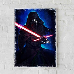 PÔSTER KYLO REN - Pôster de Star Wars - Pôster em tela - Impressão de Star Wars - Impressão de Kylo Ren - Arte em aquarela - Arte de fãs - Arte de parede