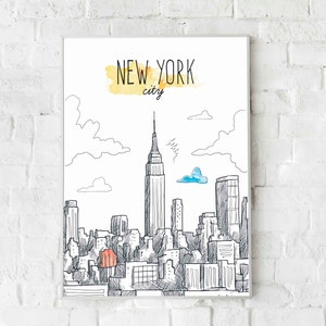 New York Poster Canvas & Glosy Paper Dipinto a mano - illustratore - originale - artistico - stampa di qualità - arte