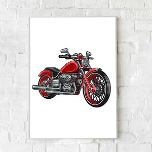 Red Motorcycle Digital Poster Handgemalt - Illustrator - Original - Künstlerisch - Qualitätsdruck - Kunst