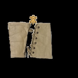 US Leather Spikes Arm Guard Bracers Wide Gauntlet Medieval Cosplay Wrist Cuff Beige With Beige Laces