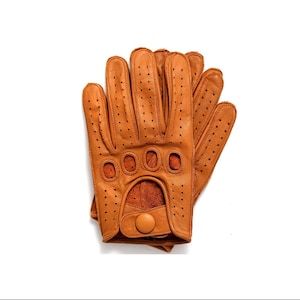 Driving Gloves Car Motorcycle Biker Genuine Leather Police Driver Glove Brown-65