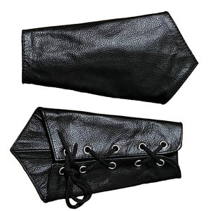 US Leather Spikes Arm Guard Bracers Wide Gauntlet Medieval Cosplay Wrist Cuff Black With Black Laces