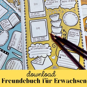 Witziges Freundebuch für Erwachsene  | Erinnerungen | Download | Geburtstag | Kollegen Abschied | Geschenk | Klassentreffen | Hochzeit