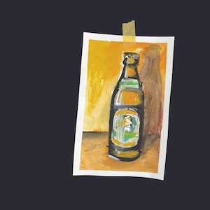 hand-painted picture l Gift for beer lovers l Unique beer bottle l Gustl Münchner Hell l Christmas gift