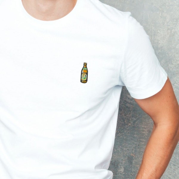 Gustl Shirt mit gemalter Bierflasche l Bio Baumwolle l Geschenk für Bierliebhaber