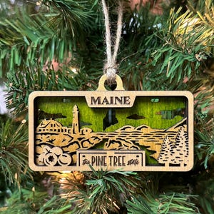Maine State Plate Christmas Ornament