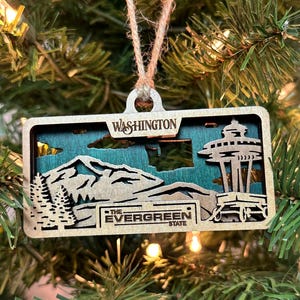 Washington State Plate Christmas Ornament