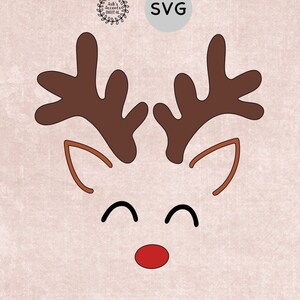 Rentier Gesicht SVG, Süße Weihnachten Cricut Datei, Digital Download, Vinyl Cut File, Instant Download, Hirsch SVG, Oh Hirsch, Weihnachtsshirt SVG