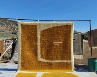 Tappeti giallo smeraldo, tappeti marocchini - Stile Beni Ourain fatto a mano, tappeto berbero, tappeto moderno beni ouarain, tappeti berberi marocchini 300 cm x 240 cm