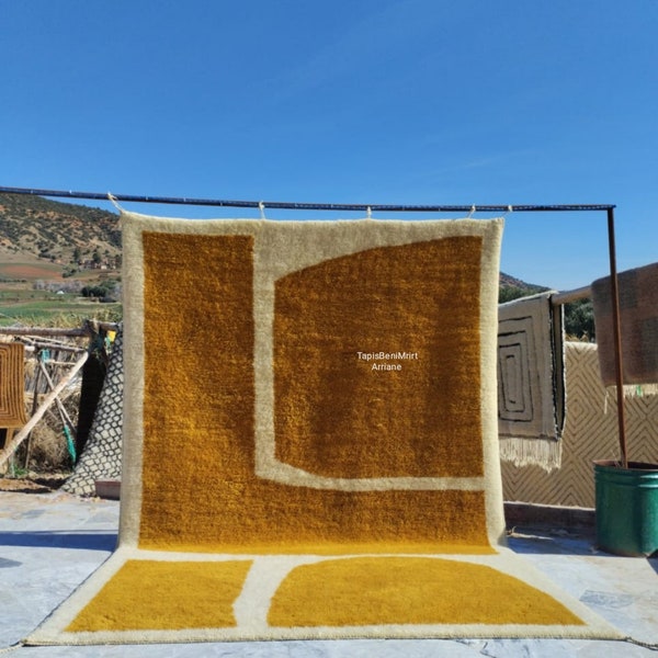 Emerald yellow rugs, Moroccan rugs - Handmade Beni Ourain Style, berber rug, Modern beni ouarain Rug,berber moroccan rugs 300cm x 240cm