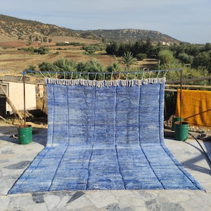 Moroccan rug sky blue, Moroccan Shag Rug, Moroccan Area Rug,Moroccan Berber Rug,Beniouarain Rug,Handmade Moroccan Rug, Authentic Beni Mrirt