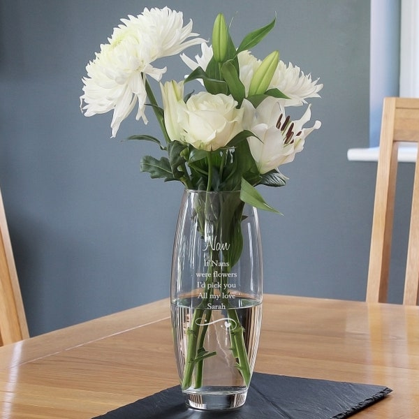 Personalised Swirls & Hearts Bullet Glass Vase