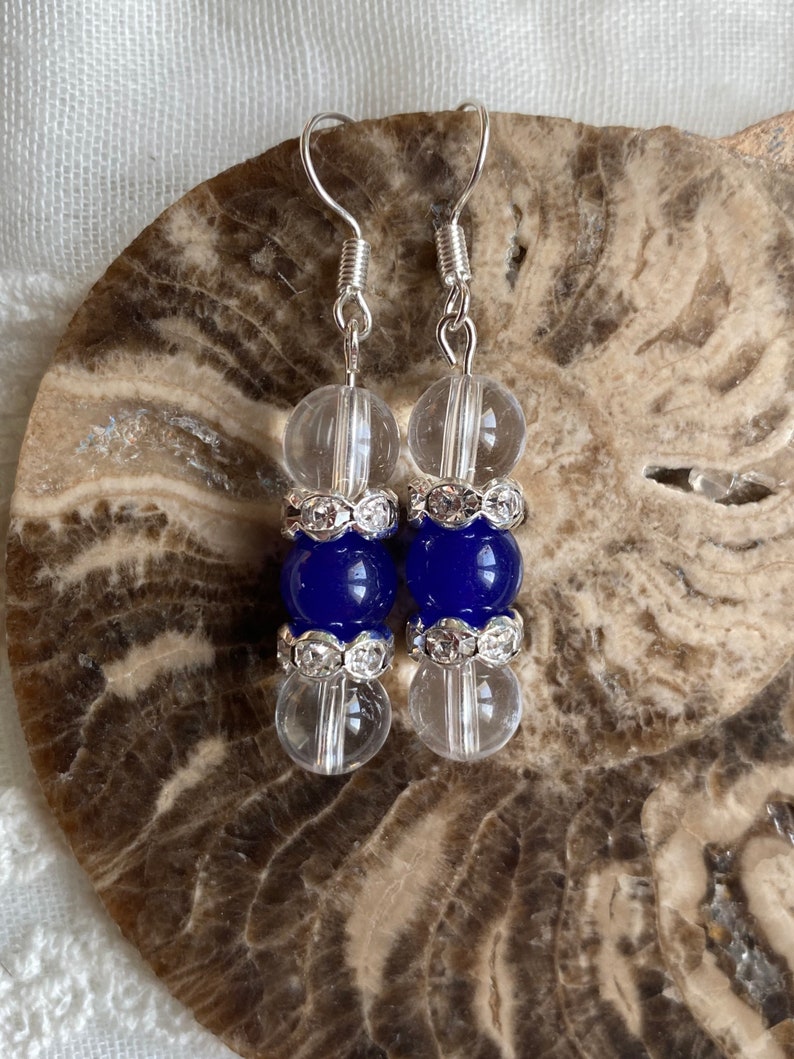 AA grade and sapphire rock crystal earrings