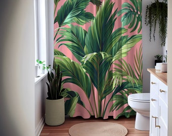 Floral Illustration Shower Curtain Trendy Flower Shower Curtains Minimalist Art Curtain Modern Bathroom Decor